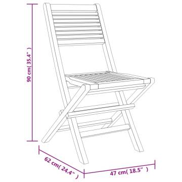 Folding Garden Chairs Set of 6 - Solid Teak Wood - Hipomarket