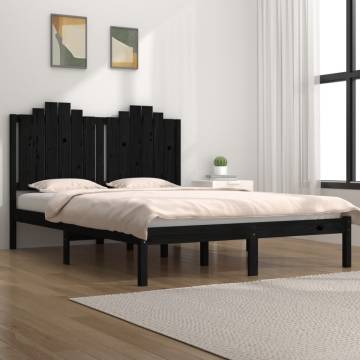 Black Solid Wood Pine Bed Frame 140x200 cm - HipoMarket