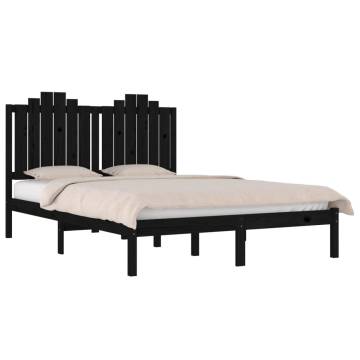 Black Solid Wood Pine Bed Frame 140x200 cm - HipoMarket