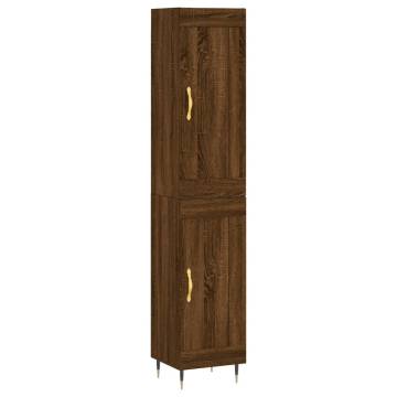 Stylish Highboard Brown Oak - 34.5x34x180 cm Engineered Wood