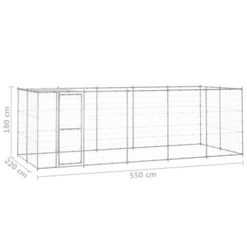 Galvanised Steel Outdoor Dog Kennel - 12.1 m² | HipoMarket UK