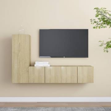 3 Piece TV Cabinet Set in Sonoma Oak - Stylish Storage Solution