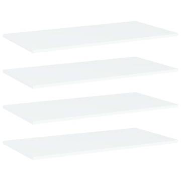 4pcs White Bookshelf Boards - 80x40 cm Engineered Wood