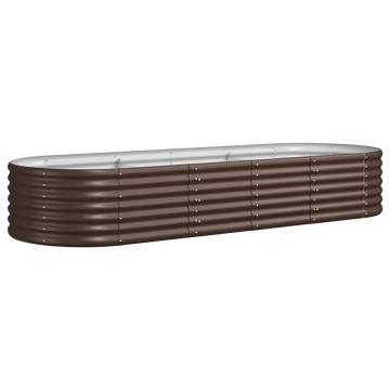 Garden Raised Bed Powder-coated Steel 224x80x36 cm - Brown