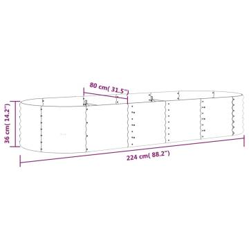 Garden Raised Bed Powder-coated Steel 224x80x36 cm - Brown