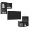 Stylish 4 Piece High Gloss Grey TV Cabinet Set - HipoMarket