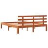 Solid Pine Bed Frame with Headboard - Wax Brown 120x190 cm