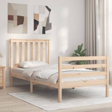 Single Solid Wood Bed Frame with Headboard - HipoMarket