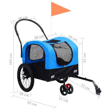 2-in-1 Pet Bike Trailer & Jogging Stroller - Blue & Black