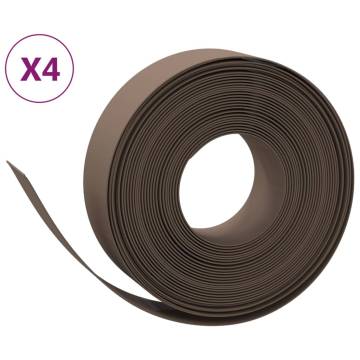 Garden Edgings 4 pcs Brown 10 m 15 cm Polyethylene | HipoMarket