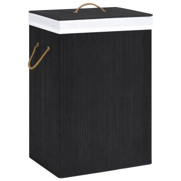 Bamboo Laundry Basket Black 72L - Stylish Storage Solution