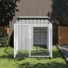 Dog House with Run Light Grey 110x201x110 cm Galvanised Steel Colour light grey Size 110 x 201 x 110 cm 