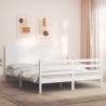 White Bed Frame with Headboard - Solid Wood 160x200 cm