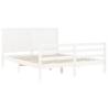 White Bed Frame with Headboard - Solid Wood 160x200 cm