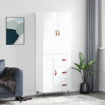 Stylish Highboard White 69.5x34x180cm - Hipomarket