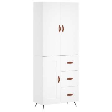 Stylish Highboard White 69.5x34x180cm - Hipomarket