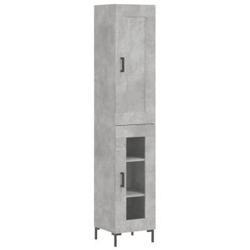 Stylish Highboard - Concrete Grey 34.5x34x180 cm