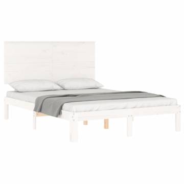 White Bed Frame with Headboard 120x200 cm - Solid Wood Quality