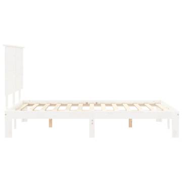 White Bed Frame with Headboard 120x200 cm - Solid Wood Quality