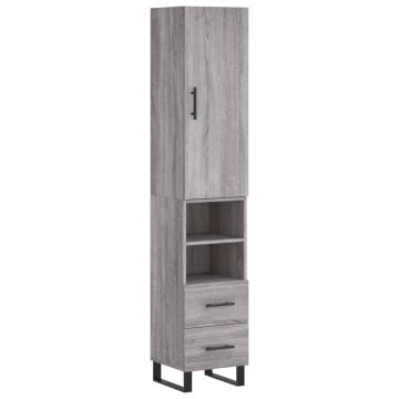 Elegant Grey Sonoma Highboard - 34.5x34x180 cm | HiPoMarket