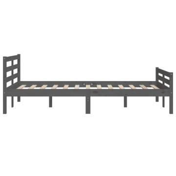 Grey Solid Wood Bed Frame 120x190 cm - Small Double