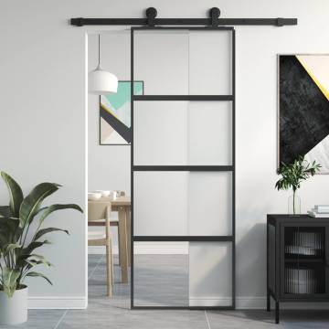 Black Sliding Door 76x205 cm - Tempered Glass & Aluminium