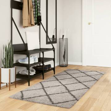 Shaggy Rug High Pile Beige & Anthracite 80x200 cm - Hipomarket