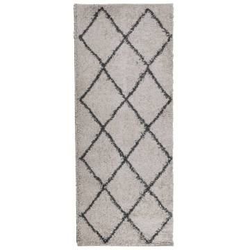 Shaggy Rug High Pile Beige & Anthracite 80x200 cm - Hipomarket