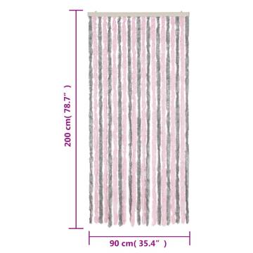 Fly Curtain Silver Grey & Pink 90x200 cm - Insect Protection