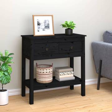 Black Console Table 75x35 cm | Solid Pine Wood | Stylish Decor