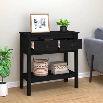 Black Console Table 75x35 cm | Solid Pine Wood | Stylish Decor