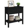 Black Console Table 75x35 cm | Solid Pine Wood | Stylish Decor