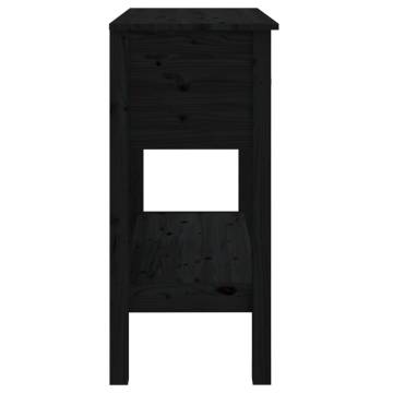 Black Console Table 75x35 cm | Solid Pine Wood | Stylish Decor