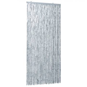 Fly Curtain White & Grey 100x230 cm Chenille - Keep Insects Out