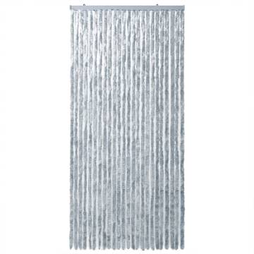 Fly Curtain White & Grey 100x230 cm Chenille - Keep Insects Out