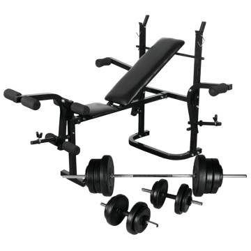 Weight Bench with Rack & 60.5kg Barbell/Dumbbell Set - HipoMarket