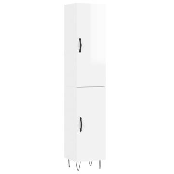 Stylish Highboard High Gloss White | Durable Engineered Wood