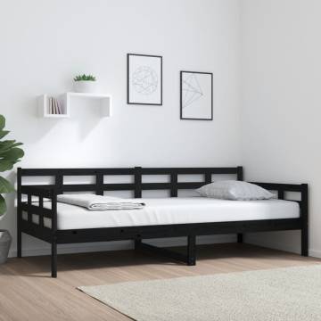 Day Bed Black Solid Wood Pine 90x200 cm - Stylish & Multifunctional