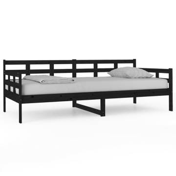 Day Bed Black Solid Wood Pine 90x200 cm - Stylish & Multifunctional