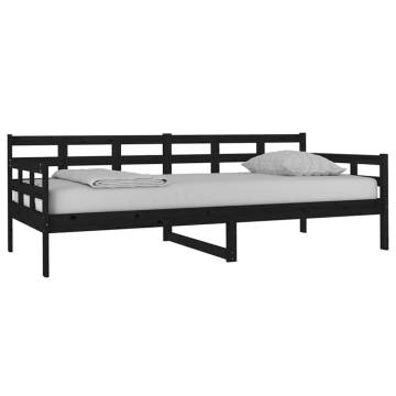 Day Bed Black Solid Wood Pine 90x200 cm - Stylish & Multifunctional