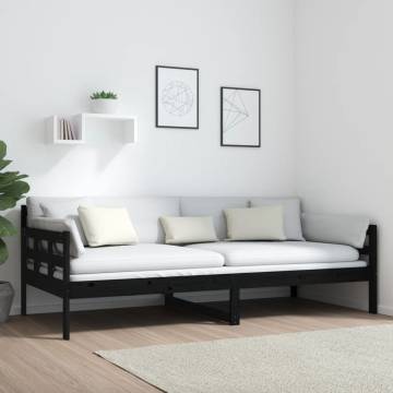 Day Bed Black Solid Wood Pine 90x200 cm - Stylish & Multifunctional