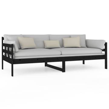 Day Bed Black Solid Wood Pine 90x200 cm - Stylish & Multifunctional