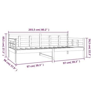 Day Bed Black Solid Wood Pine 90x200 cm - Stylish & Multifunctional