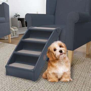 Folding 4-Step Dog Stairs - Dark Grey | Hipomarket