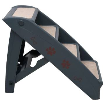 Folding 4-Step Dog Stairs - Dark Grey | Hipomarket