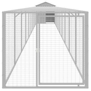 Light Grey Chicken Cage with Run - Galvanised Steel 117x101x123cm