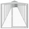 Light Grey Chicken Cage with Run - Galvanised Steel 117x101x123cm