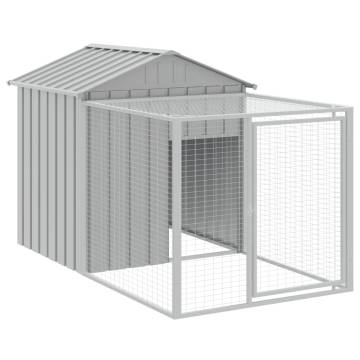 Light Grey Chicken Cage with Run - Galvanised Steel 117x101x123cm