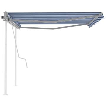 Manual Retractable Awning 4x3m Blue & White - Hipomarket