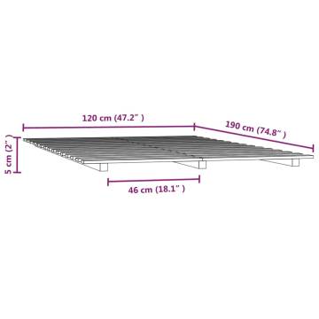 White Small Double Bed Frame 120x190 cm - Solid Pine Wood